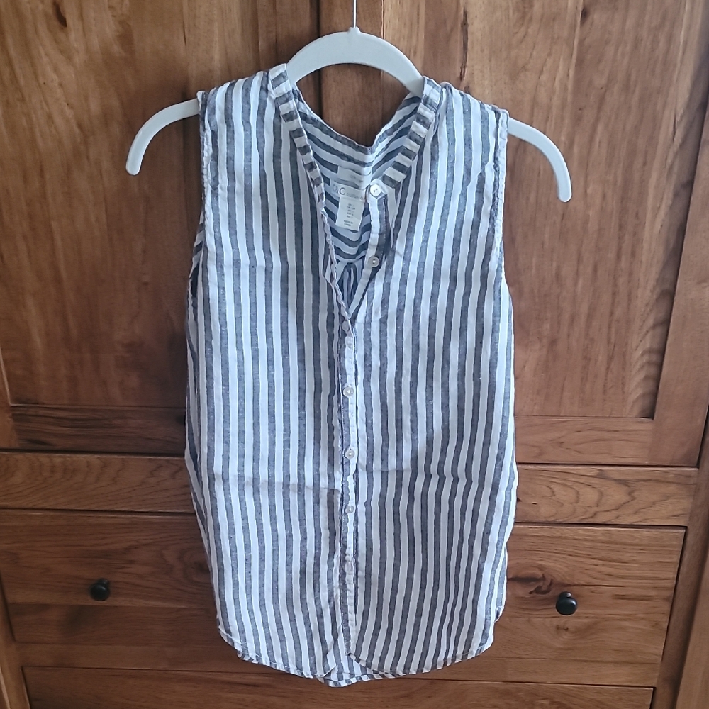 C&C California Black and White Striped Linen Top
